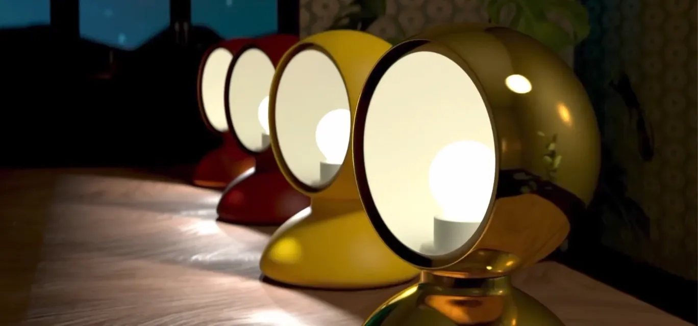 render of four eclisse lamps in line